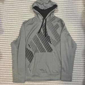 Nike Mens Therma Fit Gray Pullover Hoodie Pouch Pocket Spellout Sweatshirt